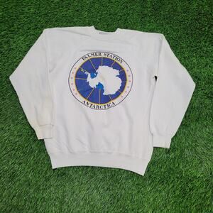 Vintage Antarctica Sweatshirt Womens Medium 19x22 Flat-Earth
